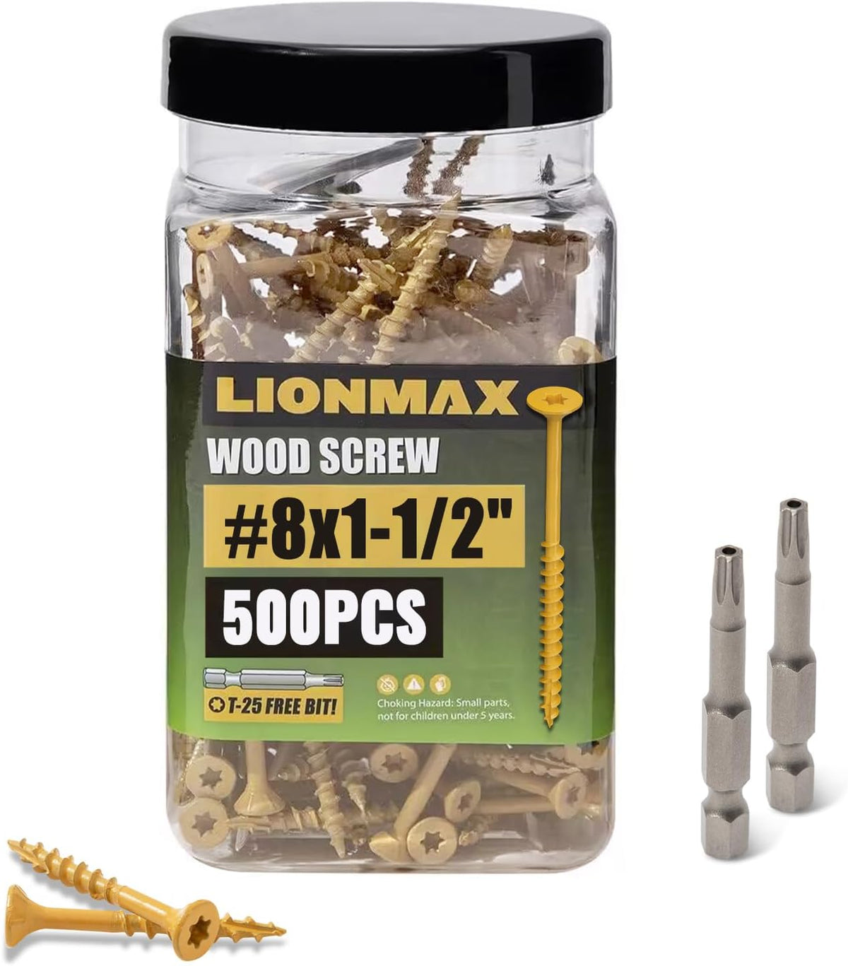 LIONMAX Wood Screws 1 Inch, Deck Screws #8 x 1, 500 PCS, Rust Resistant, Epoxy Coated, Exterior Wood Screw, Outdoor Decking Screws, Torx/Star Drive Head, T25 Star Bit Included, Tan - Image 11