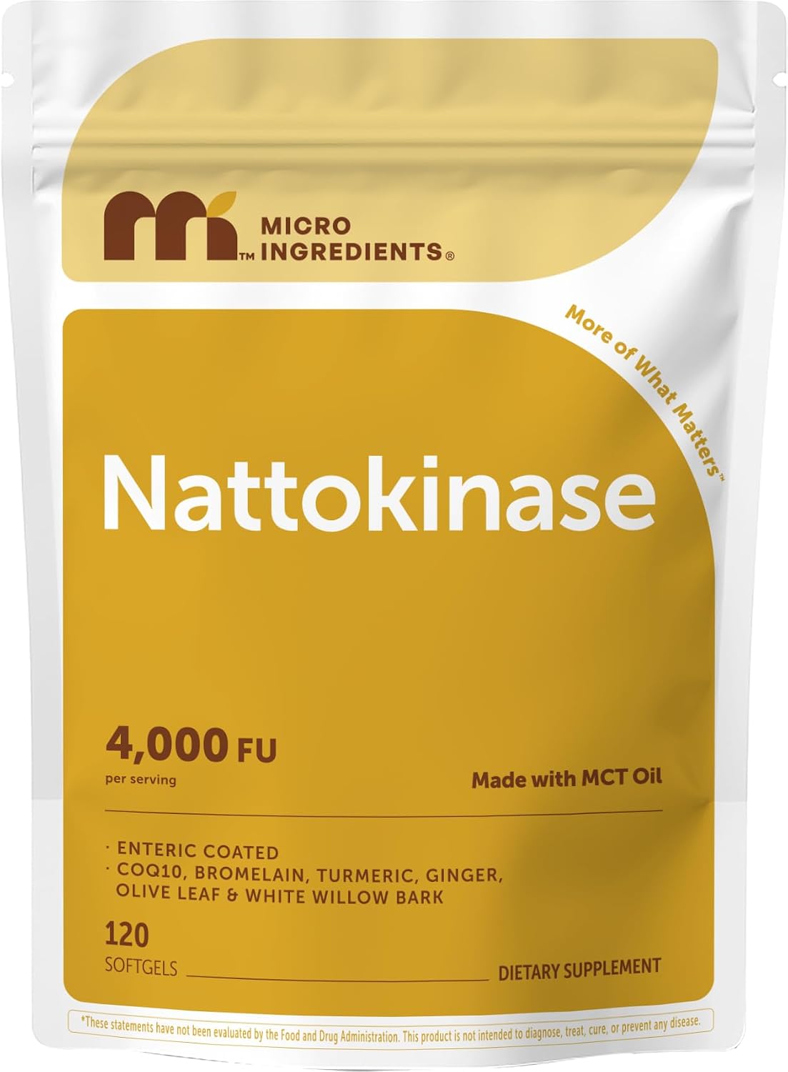 Micro Ingredients nattokinase 120 softgels front view bottle container