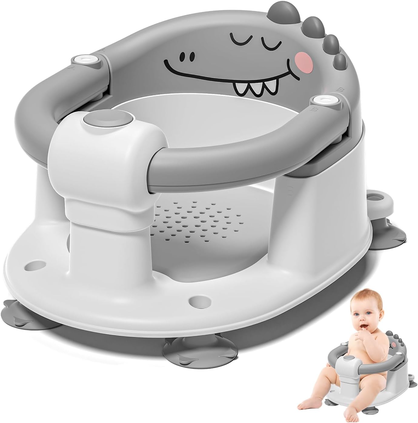 Tavlshero gray baby bath seat front view for infants
