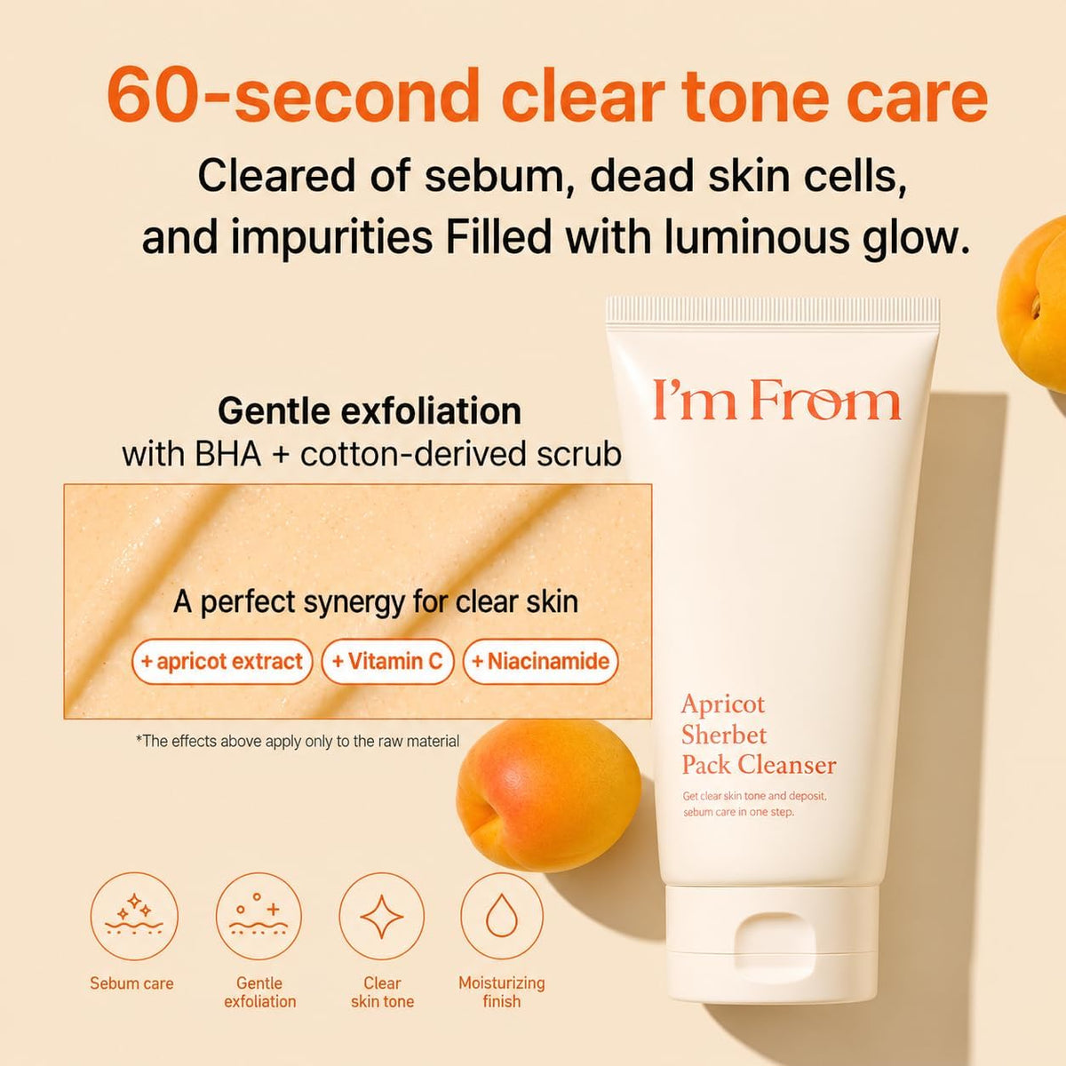 I'm From Apricot Sherbet Pack Cleanser applied on hand