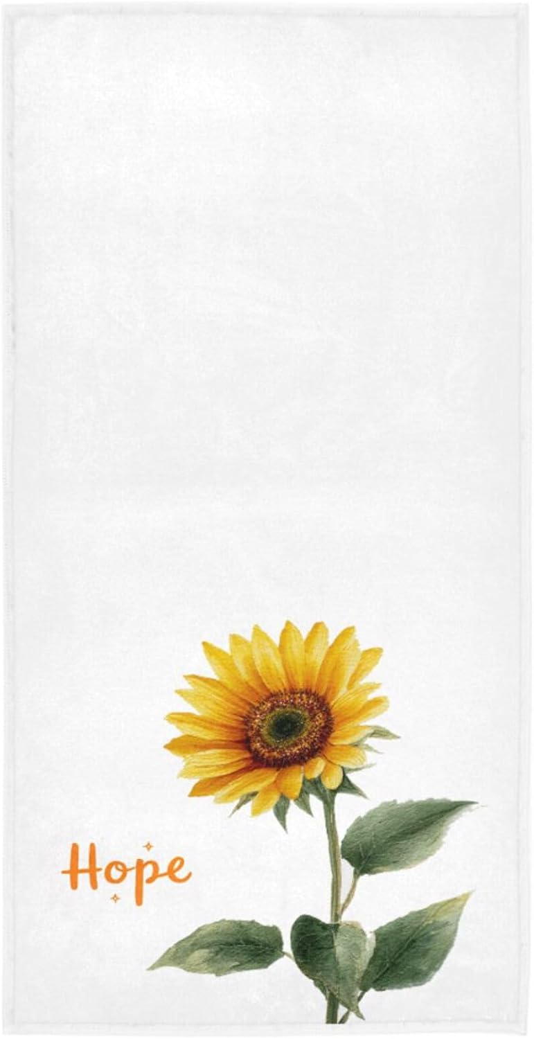 Pfrewn sunflower hand towel front view showing rustic floral design