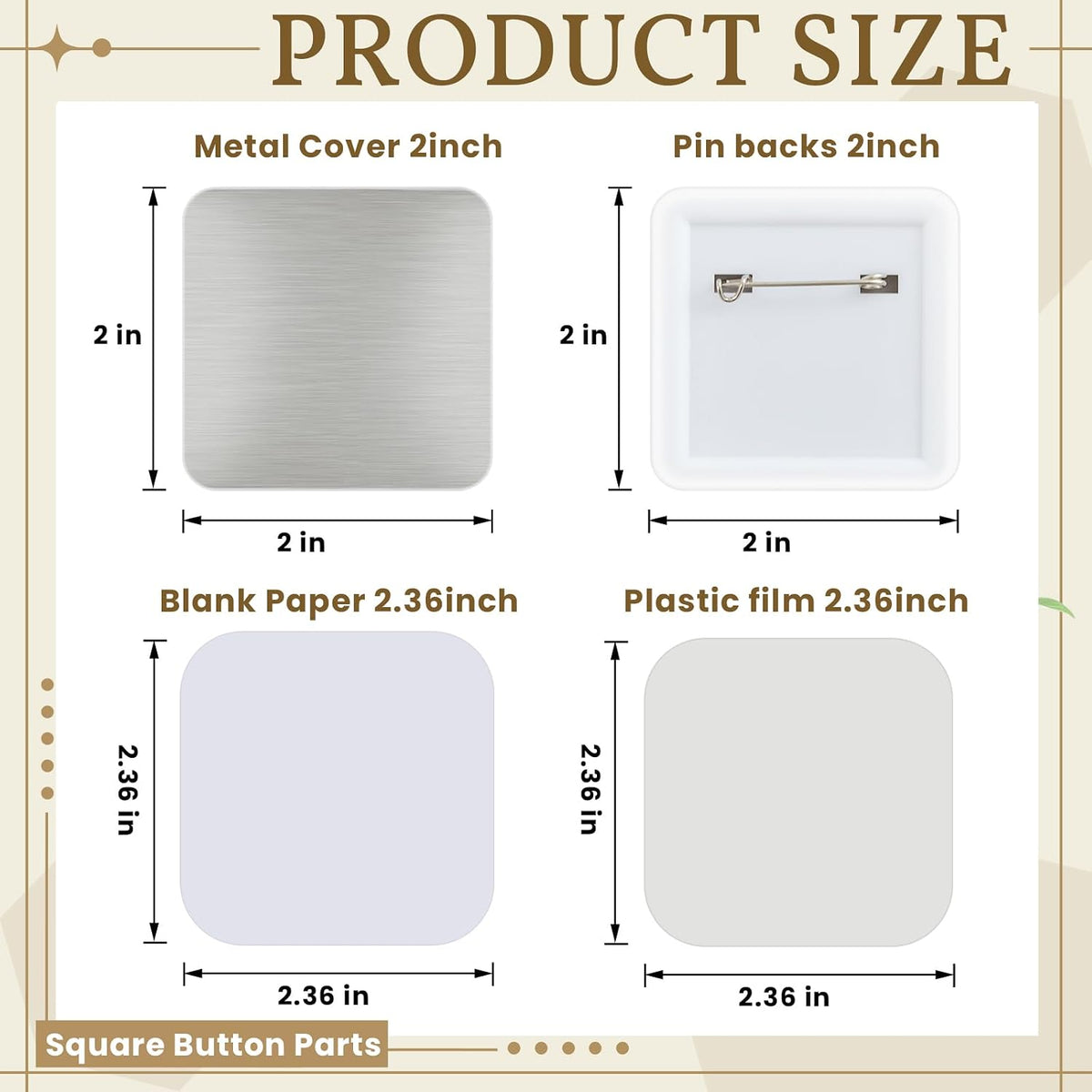 Wavwavw metal front covers and transparent PVC films for custom badges.