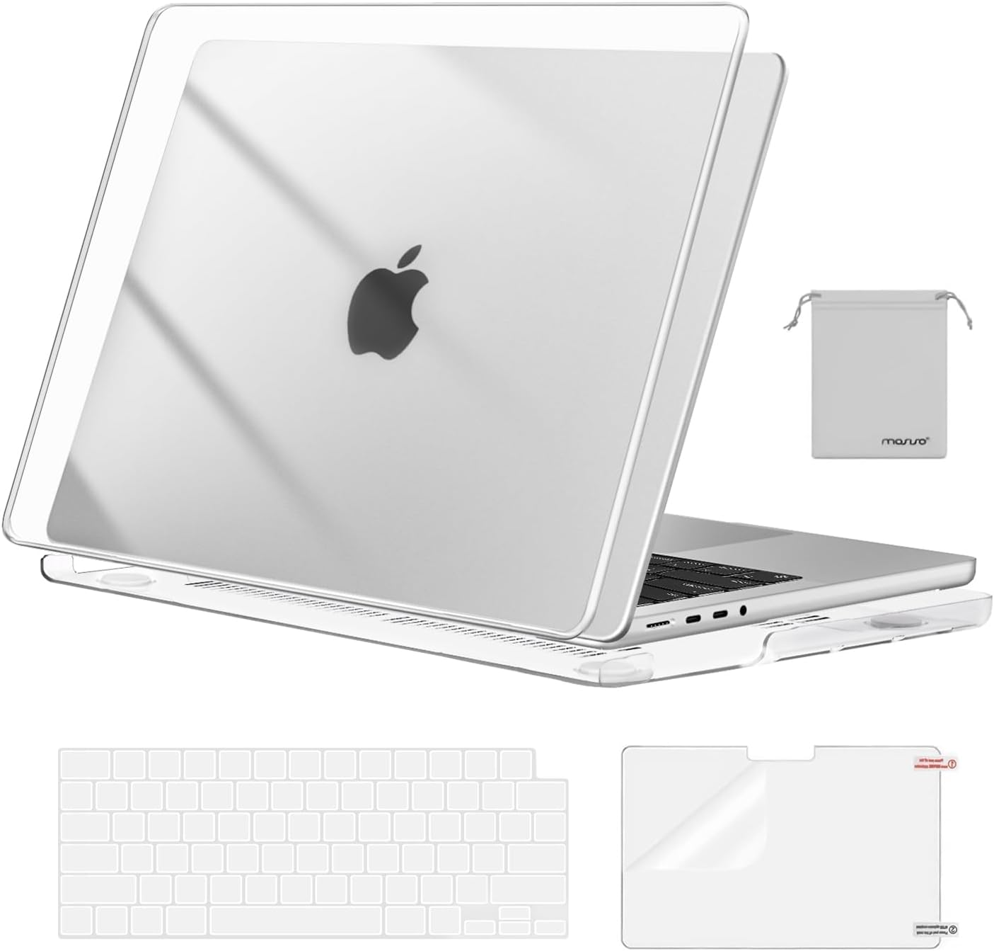 MOSISO MacBook Pro 14 inch transparent hard case front view showing clear protective shell
