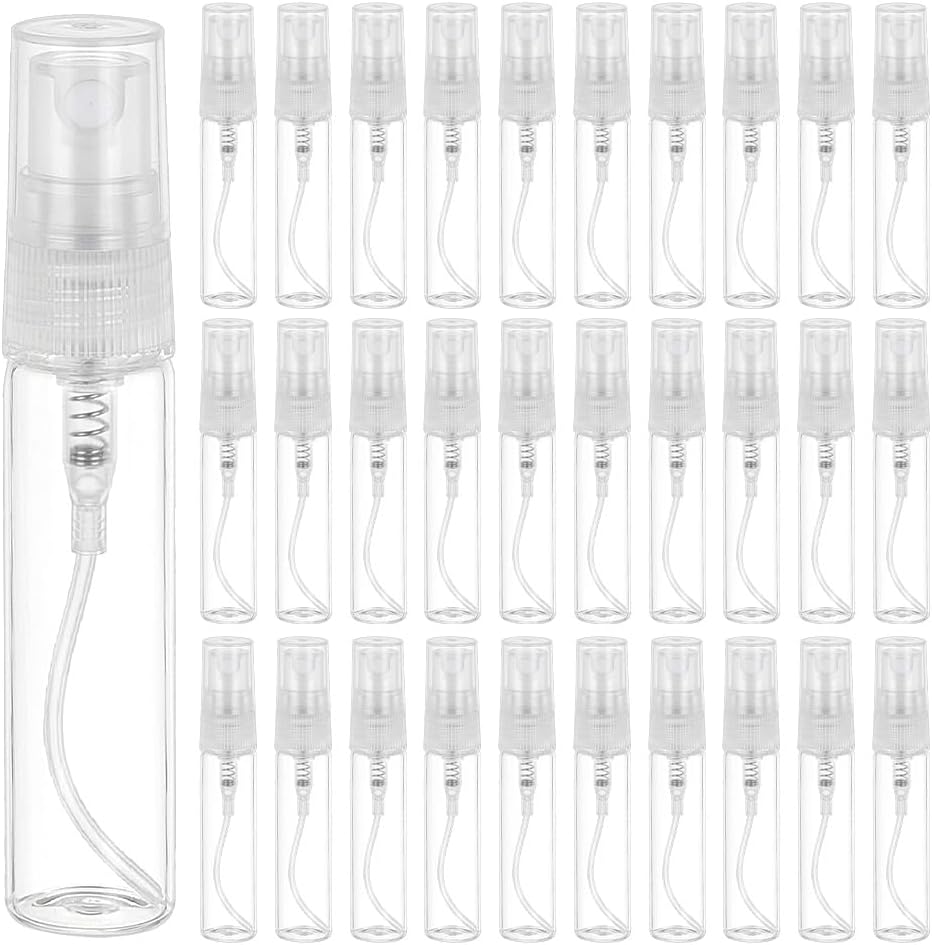 BENECREAT 25PCS 10ml Mini Glass Fine Mist Spray Tubes Transparent Travel Empty Perfume Bottles with Black Lids for Perfume, Toiletries Liquid, Cosmetic - Image 12