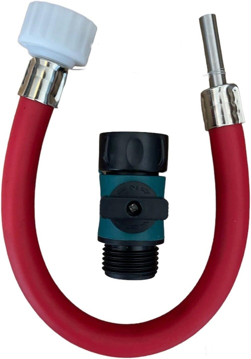 JLP Yamaha WaveRunner Back Flush Kit front view featuring the red hose and black flow control valve for personal watercraft maintenance.