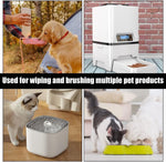 Cleaning kit components displayed for pet feeders