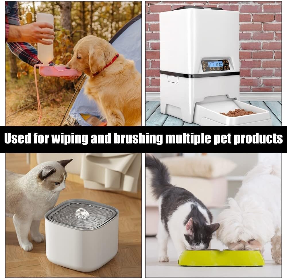 Cleaning kit components displayed for pet feeders