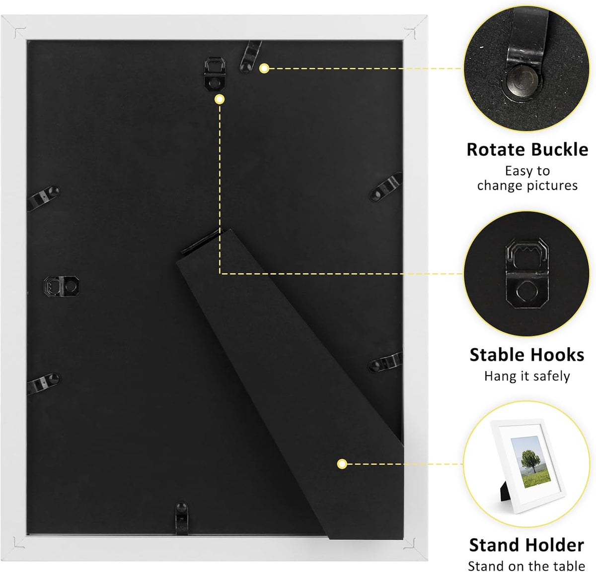 Frametory frame turn buttons and back loading mechanism