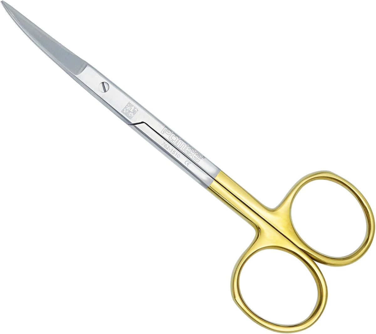 Pomee USA iris scissor front view showing curved carbide blades