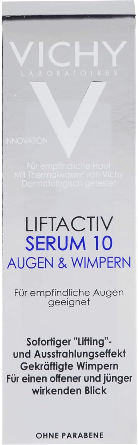 Vichy Liftactiv Serum 10 Eyes and Lashes front view bottle with dropper