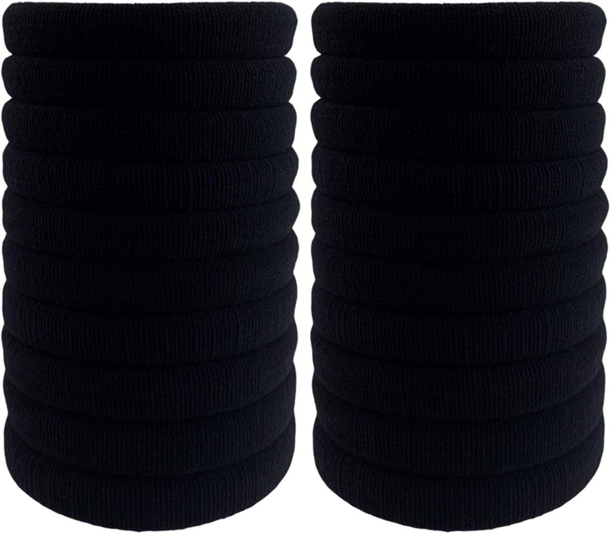 Thick Hair Ties, BETITETO 20 Pieces Seamless Ponytail Holders Scrunchies Women Cotton Stretch Hair Elastics for Thick Heavy or Curly Hair (Upgrade Black Large Size - 7cm) - Image 9