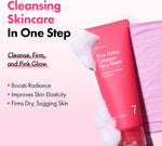 Korean skincare mochi whip cleanser texturing showcasing the unique pink melting capsules.