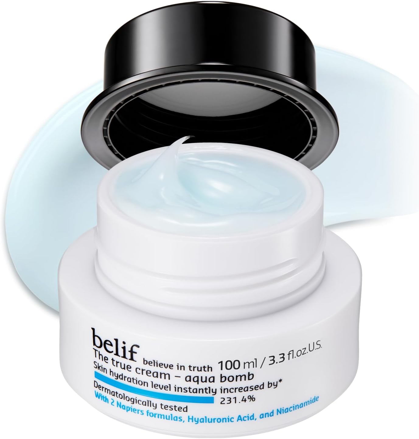 Belif The True Cream Aqua Bomb jar front view.