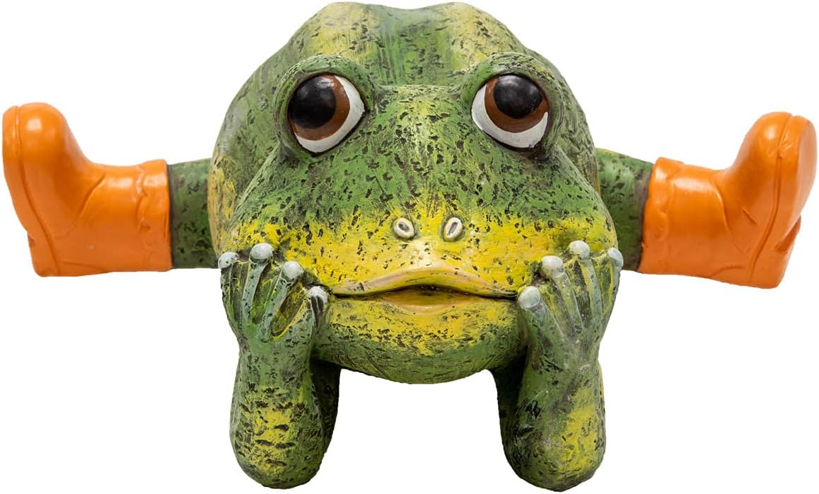 Brecks Outdoor Funny Frog Garden Statue front view garden decor
