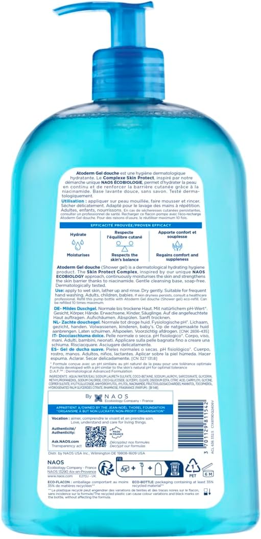 Bioderma Atoderm shower gel bottle back label details