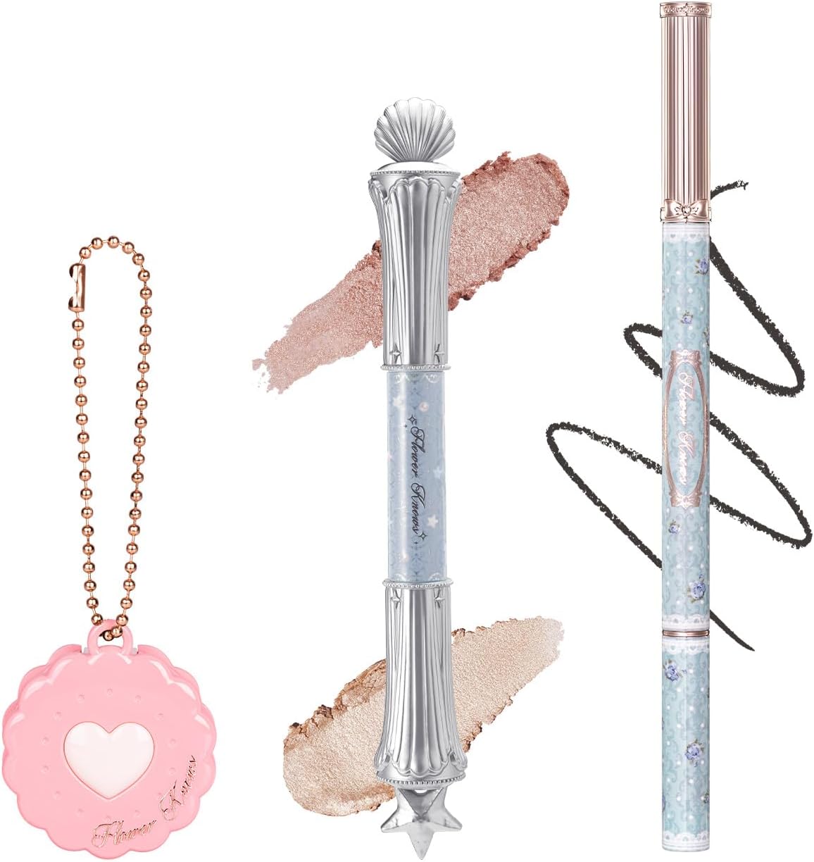 Flower Knows 3-Piece Eye Liner & Shadow Set, Black Gel Eyeliner Pencil, Highlighting Eyeshadow Stick & Mono Eyeshadow Charm (01 Natural Black) - Image 1