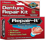 Close up of Doc Repair-It denture repair components and kit contents