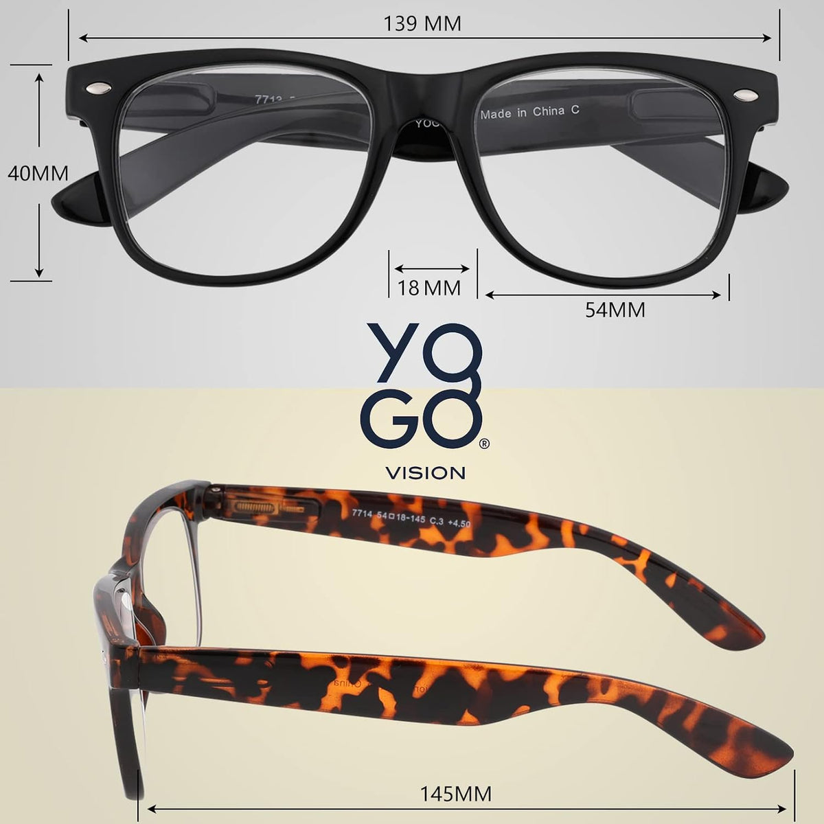 Yogo Vision high power magnifier glasses folded flat