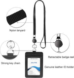 Will Well black vertical ID card holder with retractable reel