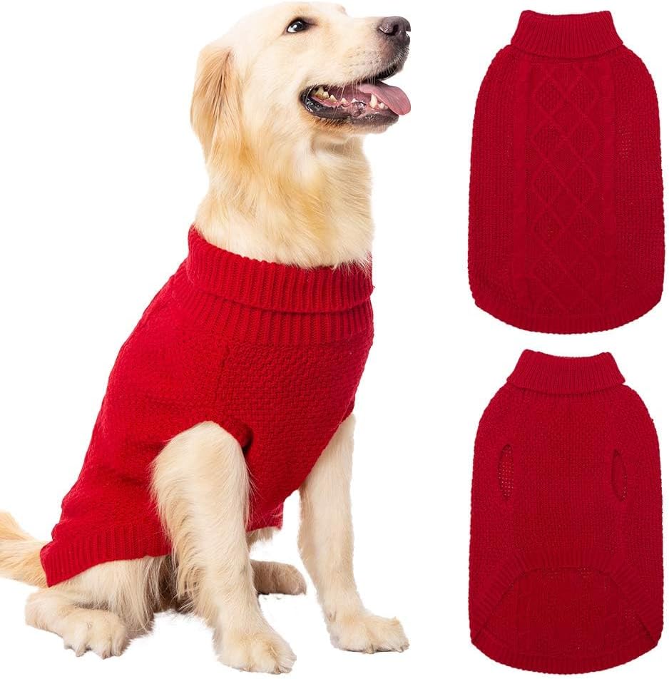 Mihachi turtleneck dog sweater front view winter apparel
