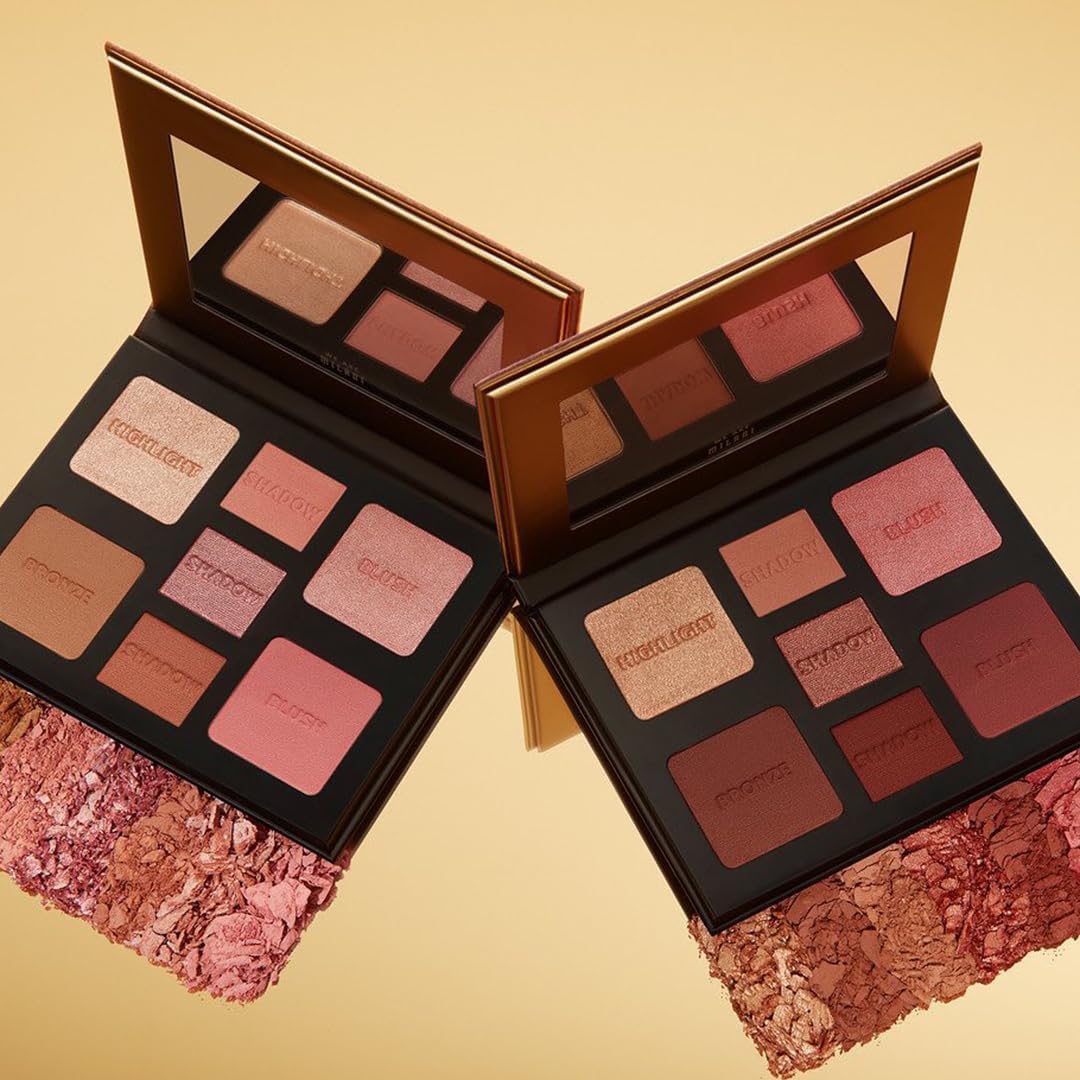 Swatches of the ultra fine pigmented eye and cheek powders from Milani face palette