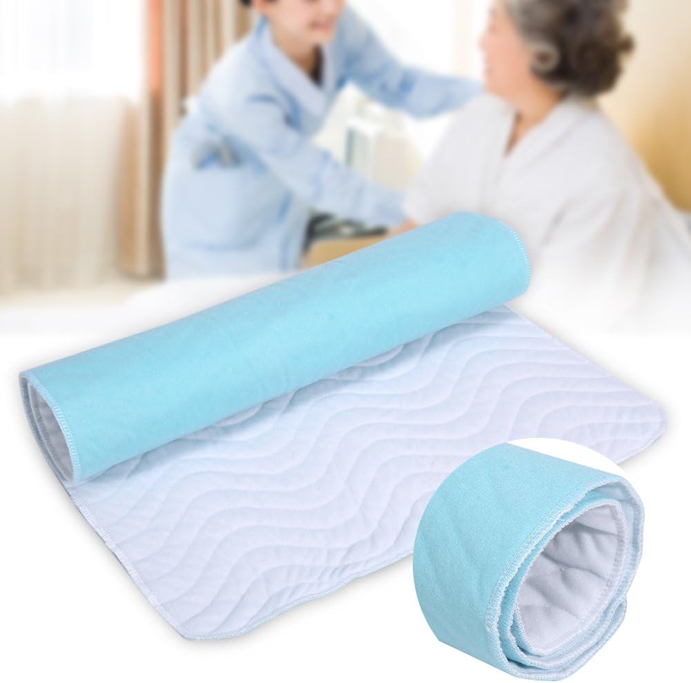 Tmishion 5 layer absorbent bed pad front view blue quilted surface