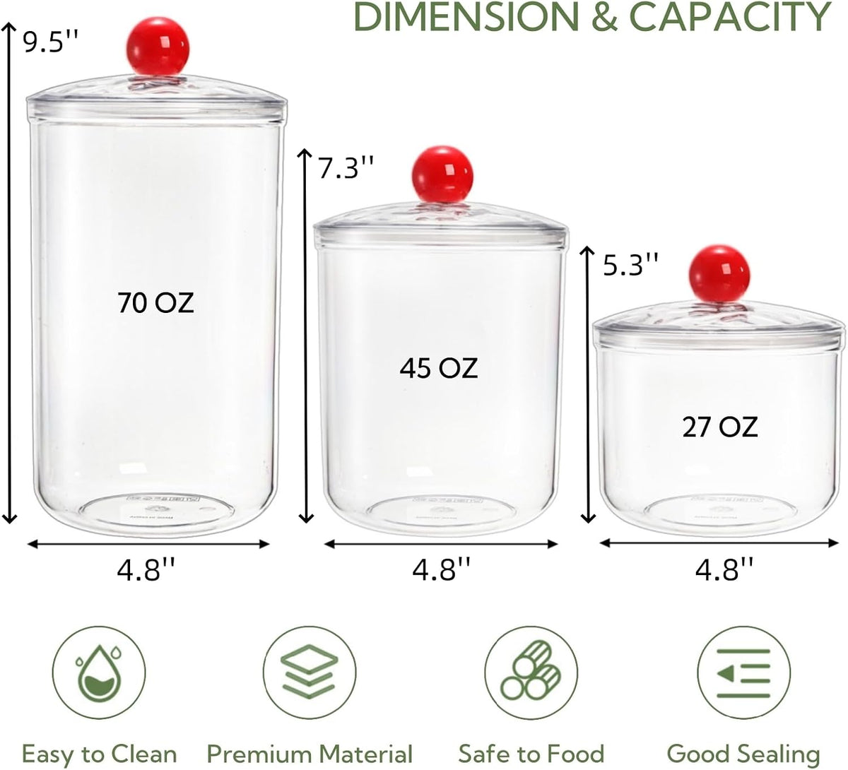 Nagpew airtight plastic cookie jars set of three sizes