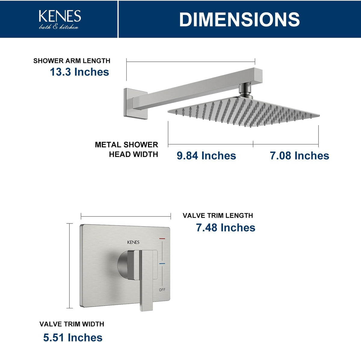 Kenes modern bathroom shower fixture single lever handle control