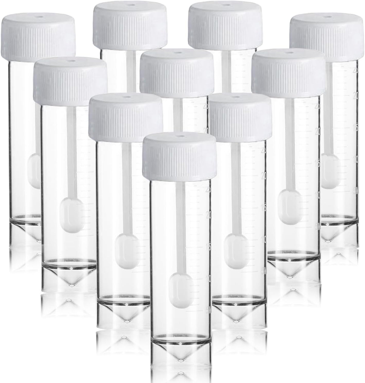 MHYGKTXRA stool specimen cups front view showing clear containers and spoons