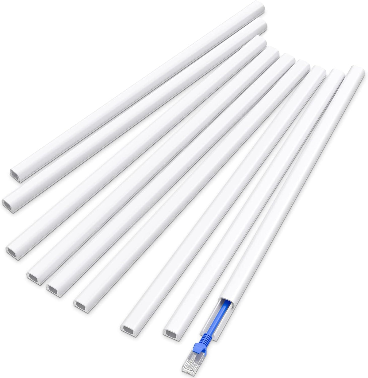 Delamu CC05 PVC mini wire wall cable concealer channel front view showing white paintable track