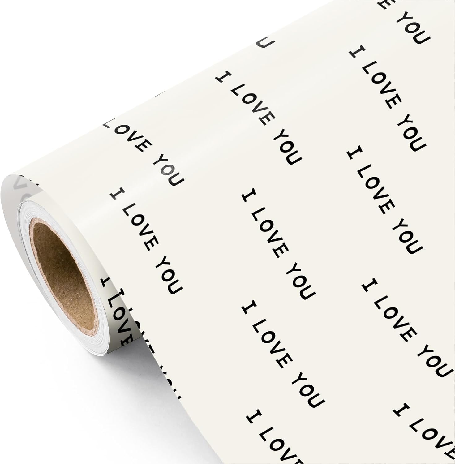 Wrapaholic Valentines Day Wrapping Paper Roll front view showing the minimalist cream design.