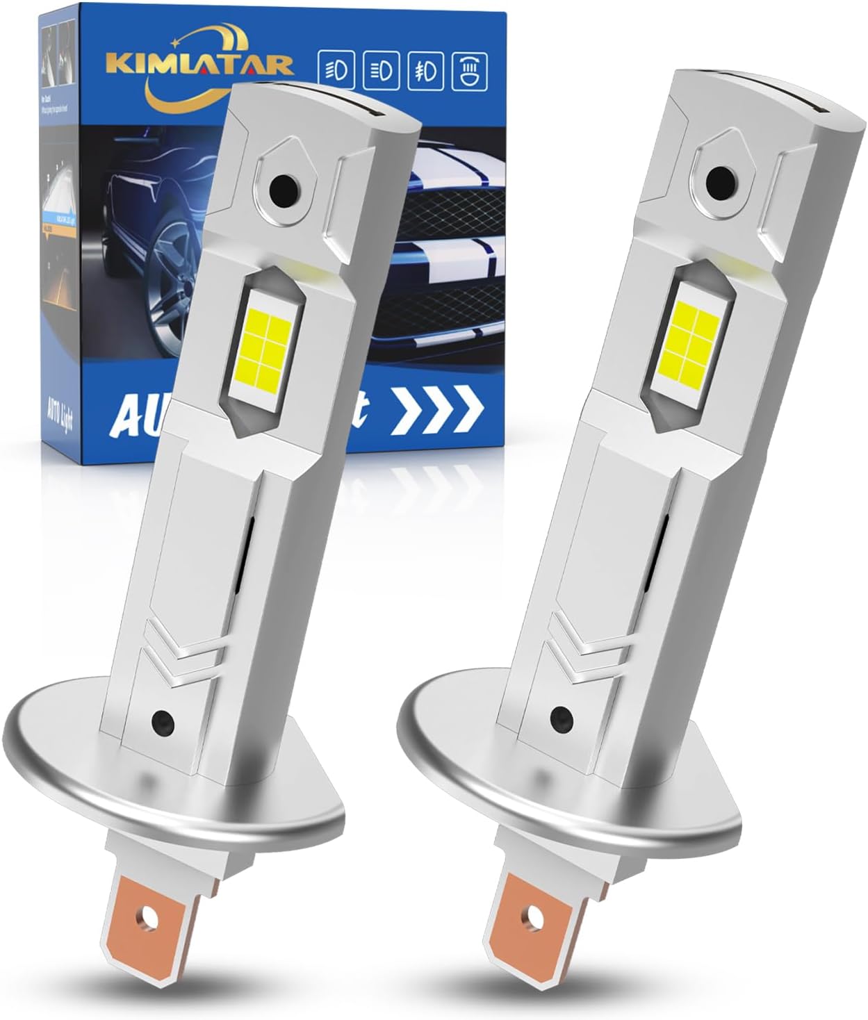 Kimlatar H1 LED fog light bulbs front view showcasing premium aviation aluminum body