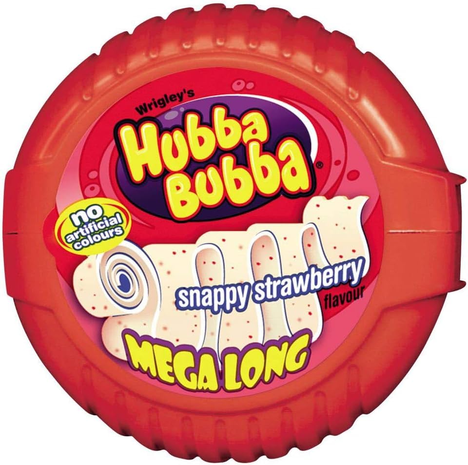 Hubba Bubba Bubble Tape Snappy Strawberry front view packaging