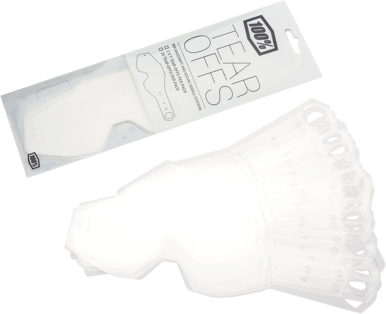 100% standard tear-offs pack front view clear motocross accessory