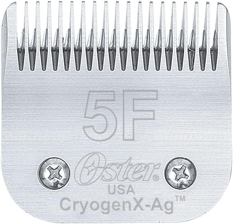 Oster CryogenX Detachable Pet Clipper Blade Size 5F authentic USA imported front view showcasing steel teeth structure.