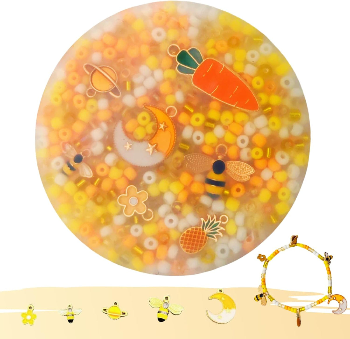 Bnrkmeb skin picking fidget toy yellow bee front view showing embedded beads