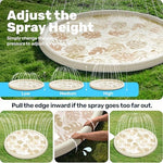 Sloosh Six Foot Champagne Chartreuse sprinkler mat with children splashing in the backyard