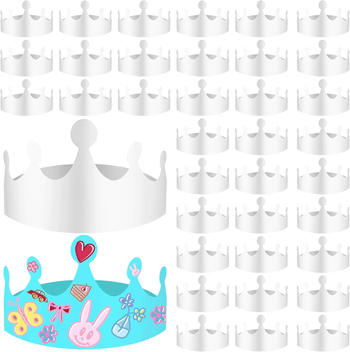Yuanan white paper crowns bulk front view