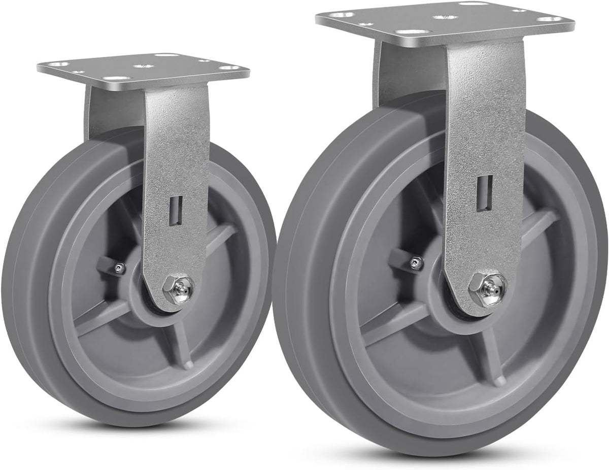 6 Inch Rubber Wheels (Flat Tread)- Heavy Duty Casters, Industrial Caster Wheels- with up to 1000 LB Capacity- Use for Dollies, Utility and Maintenance Carts(1 Rigid) - Image 13