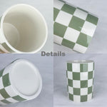 Nakor Home sage green and white ceramic crock side angle