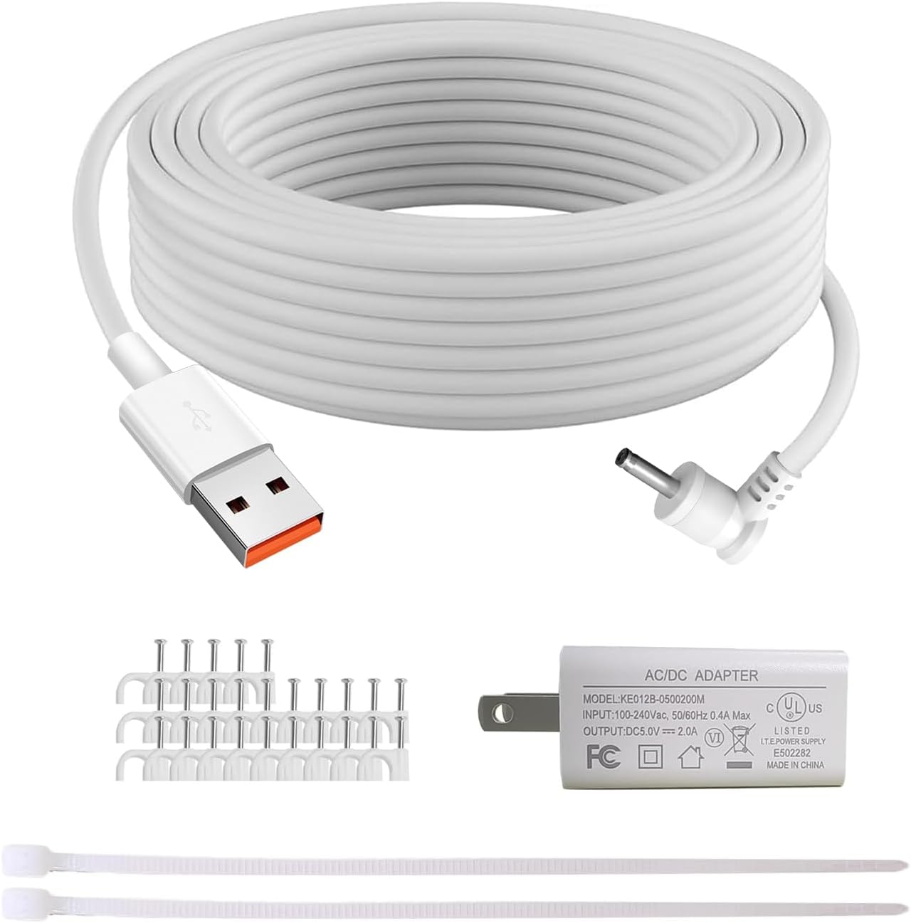 NSGWKZD 33 FT camera power cord front view for security camera