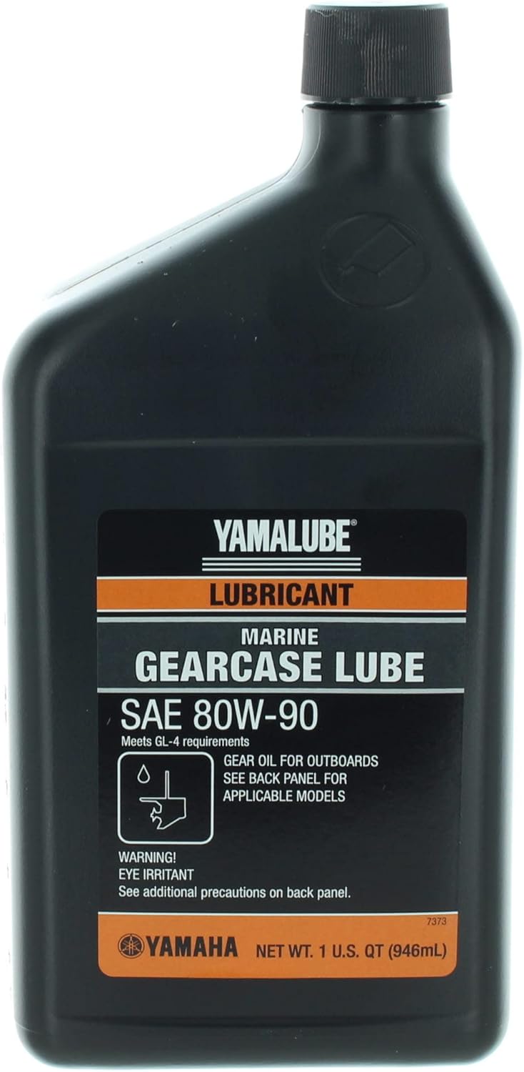 Yamaha Yamalube Marine Lower Unit Gearcase Lubricant bottle front view showing authentic marine grade branding.