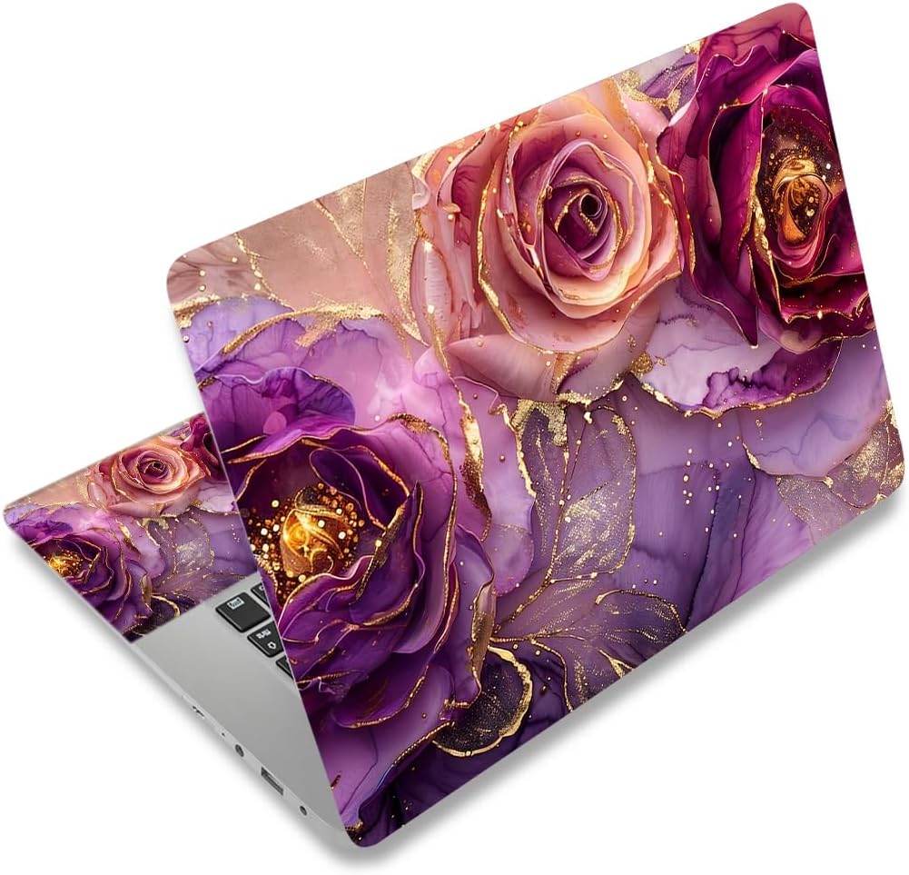 ToLuLu Laptop Vinyl Skin Sticker Cover featuring the Marble Flowers pattern applied on a premium notebook computer