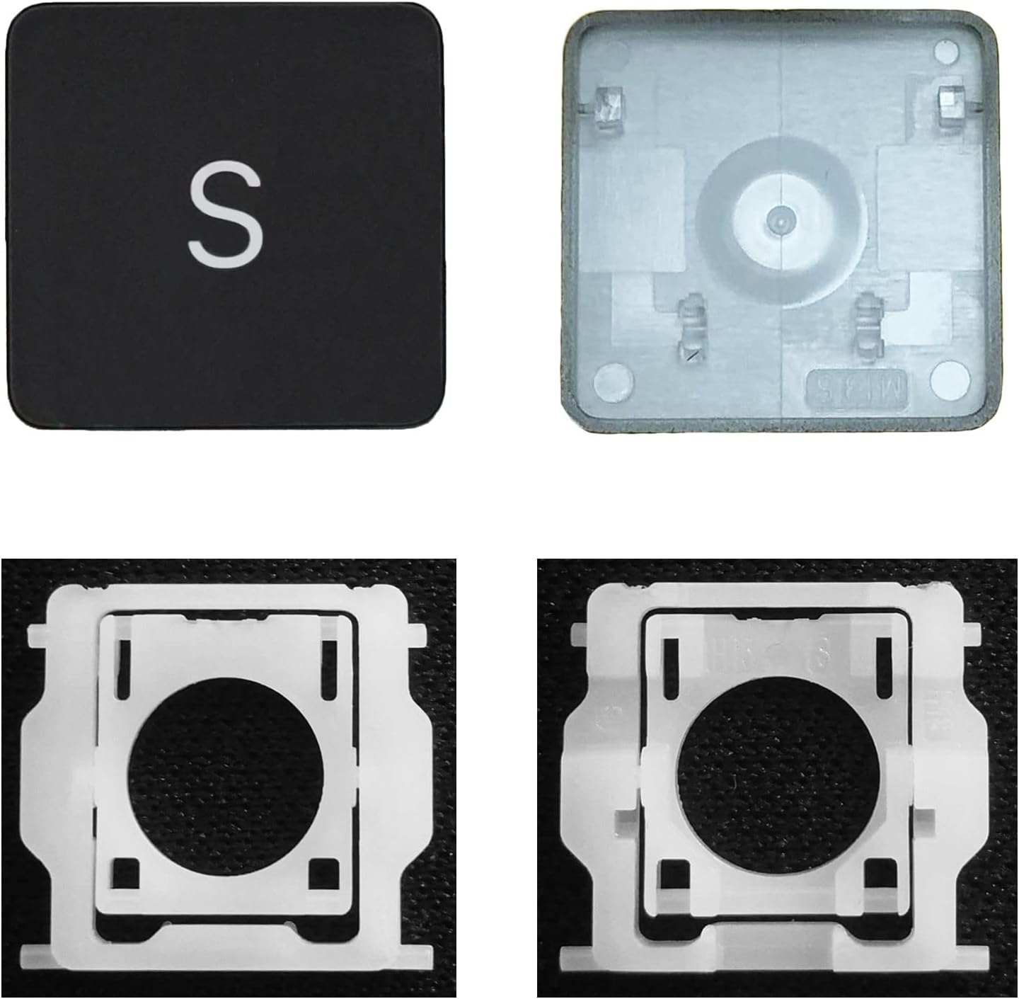 MACSEEJI MacBook replacement key cap front view highlighting the backlit transparent letter S