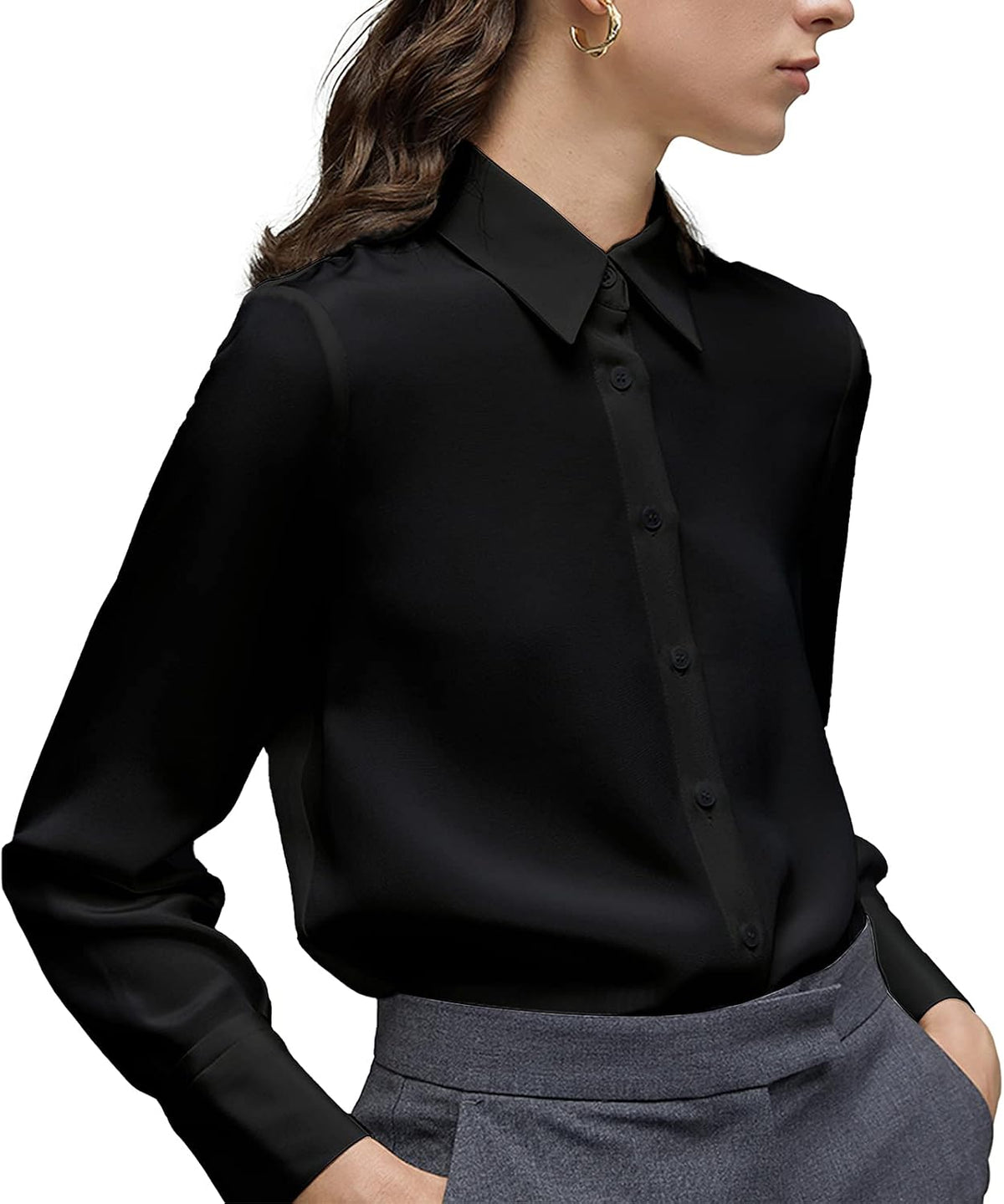 Yamanman women button down shirt front view