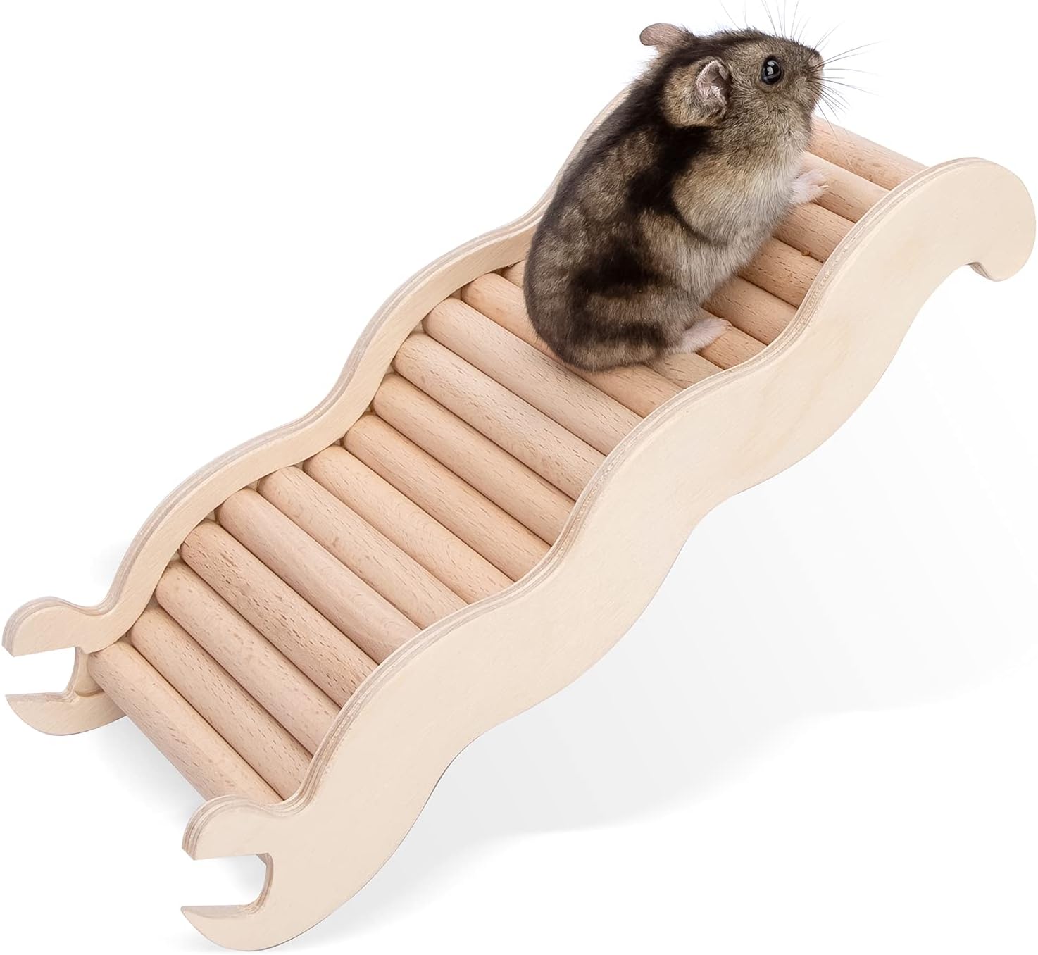 Niteangel Hamster Climbing Toy Wooden Ladder Bridge for Hamsters Gerbils Mice and Small Animals (Medium - 8.26'' L) - Image 1