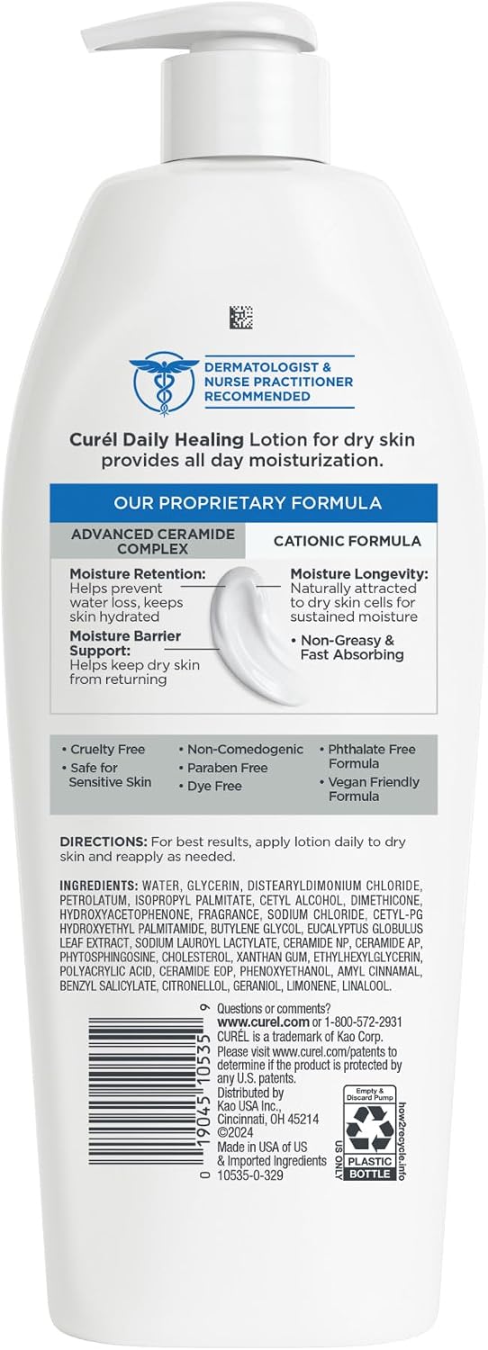 Curel Daily Healing Body Lotion for Dry Skin, Dermatologist Recommended Hydrating Body Lotion with Advanced Ceramides Complex, 13 Oz - Image 9