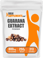 BulkSupplements Guarana Extract seed powder formula visual layout showcasing cGMP manufacturing quality standards.