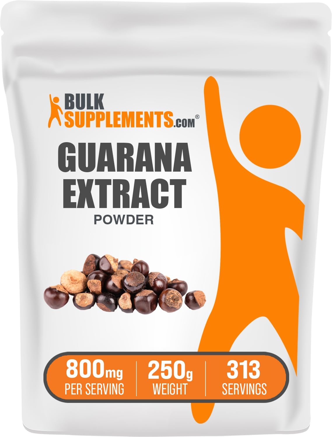 BulkSupplements Guarana Extract seed powder formula visual layout showcasing cGMP manufacturing quality standards.