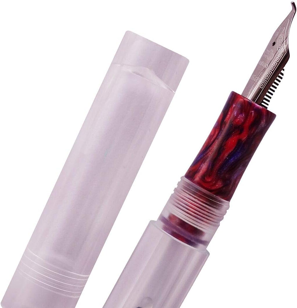 Lanxivi Majohn C1 fountain pen clear demonstrator barrel filled with ink